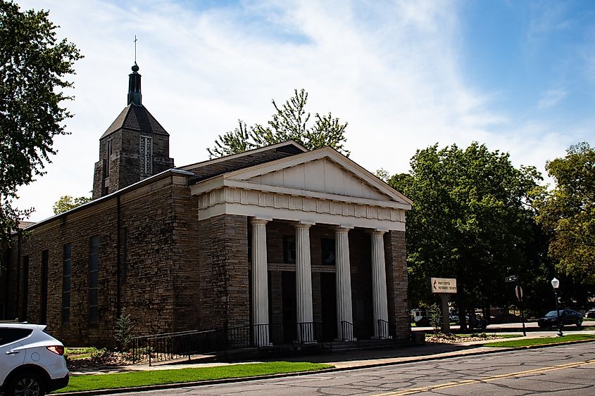 The historic First United Methodist Church in Clarksville, Arkansas