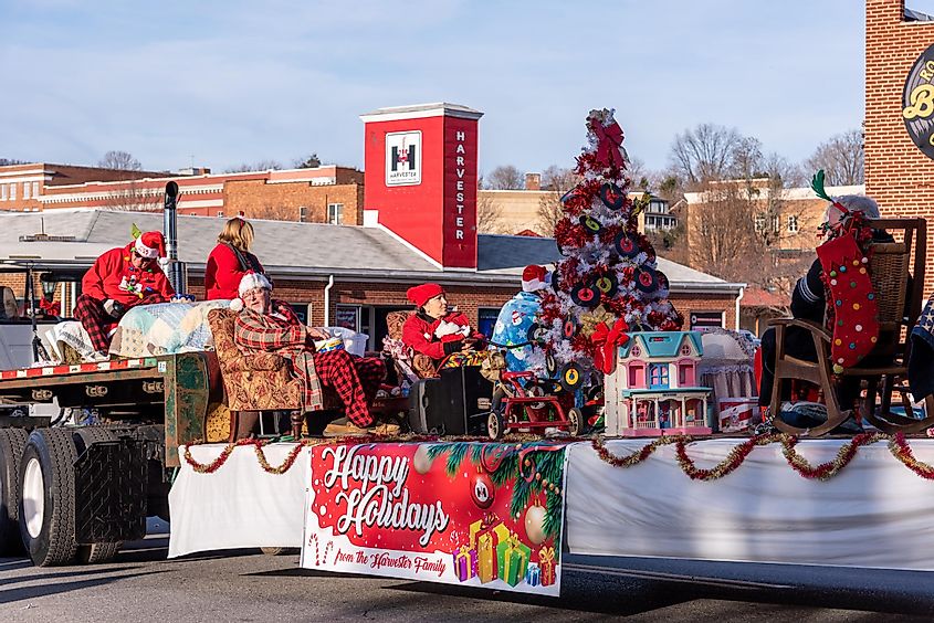 The Franklin County Christmas Parade, Rocky Mount, Virginia. Editorial credit: Stu Jones / Shutterstock.com