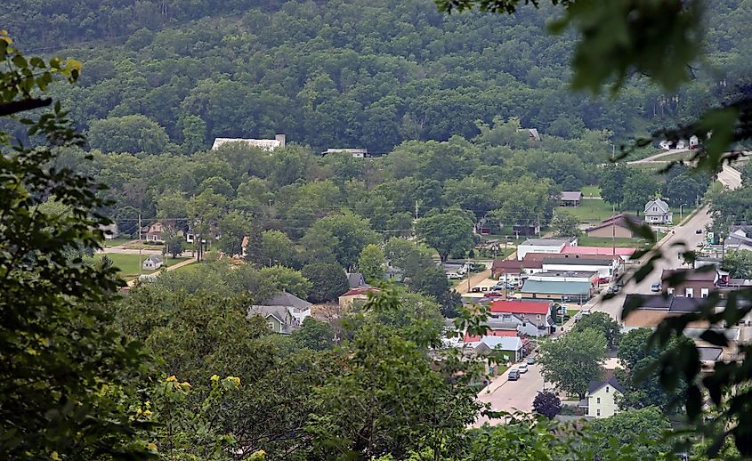 Panorama taken from high above Gays Mills Wisconsin.