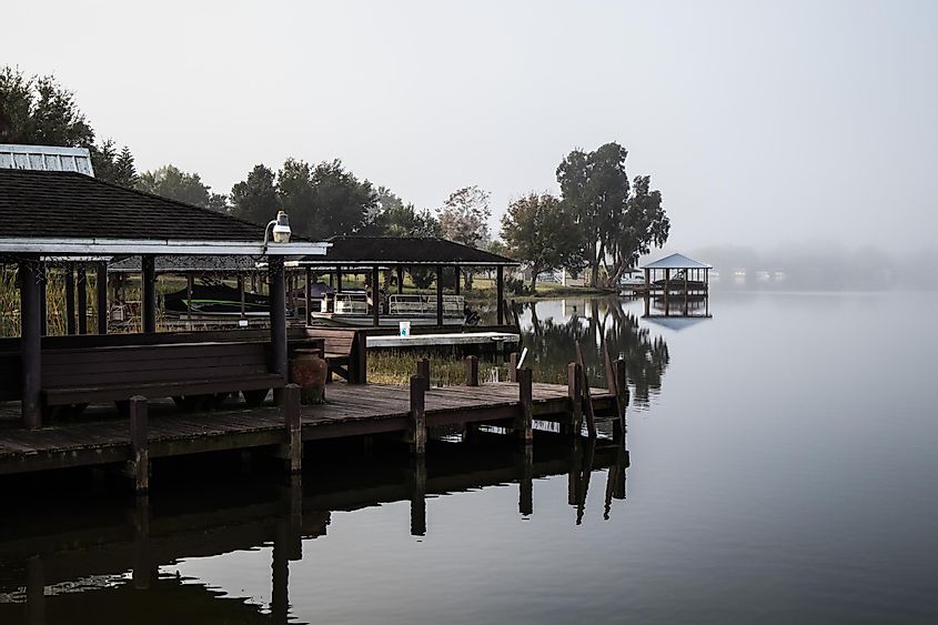 Winter Haven lake with morning fog