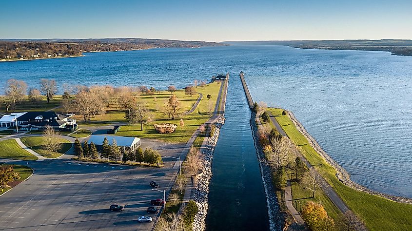 Beautiful shot of the Lake Owasco and Emerson park