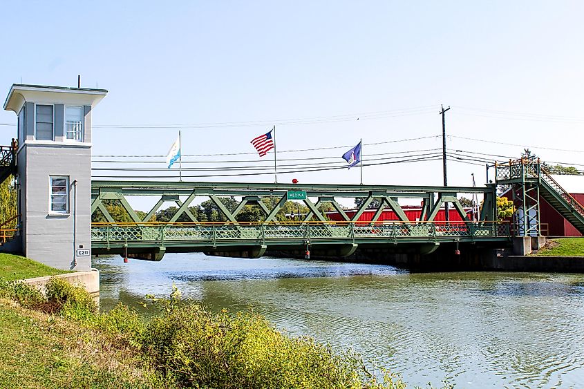 Bridge across the Erie Canal in Medina, New York.