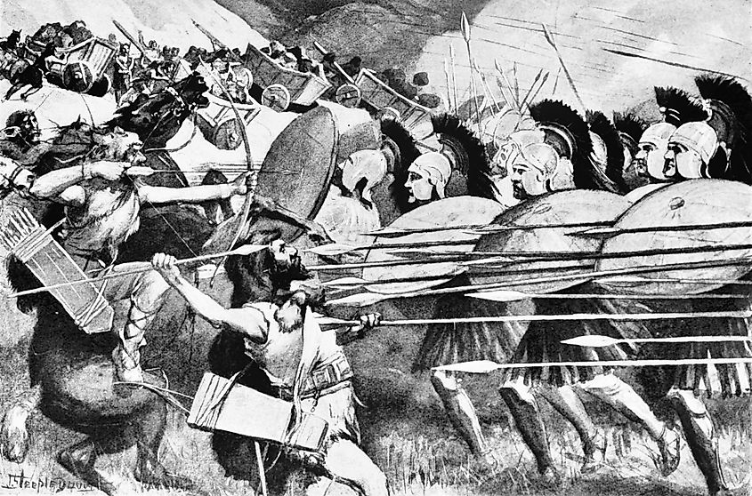A Macedonian phalanx in action. Ellis, Edward Sylvester, 1840-1916; Horne, Charles F. (Charles Francis), 1870-1942, Public domain, via Wikimedia Commons