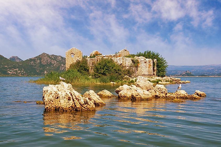 Ruins of Fortress Grmozur in Lake Skadar