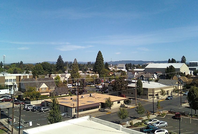 Aerial view of McMinnville, Oregon, 