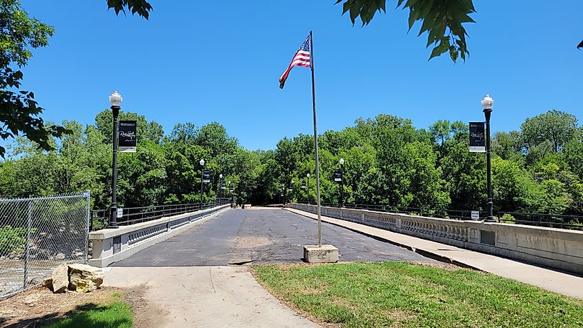 Cottonwood Falls River Walking Bridge, in Cottonwood Falls, KS