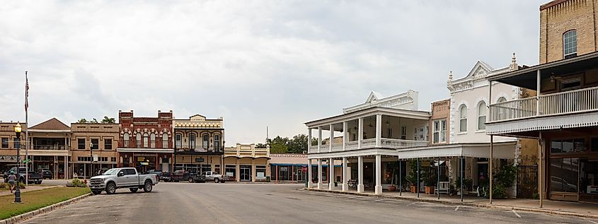 The historic buildings in Goliad, in the State of Texas, USA.