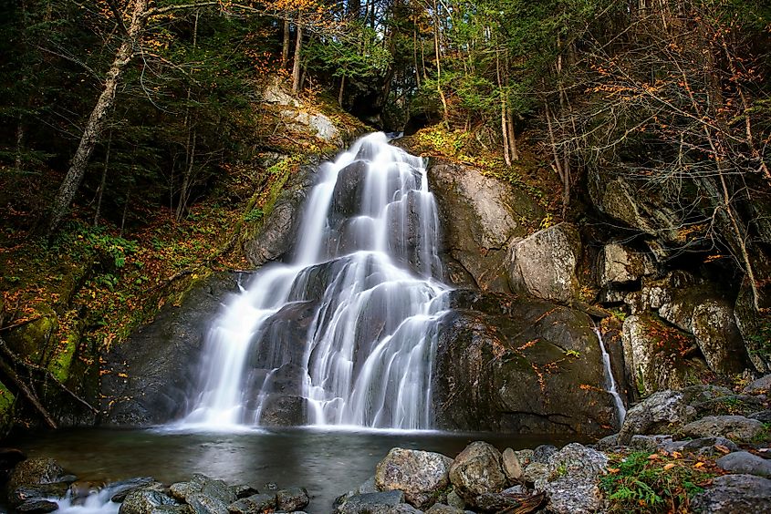Fall photo of Moss Glen Falls near Granville, Vermont.