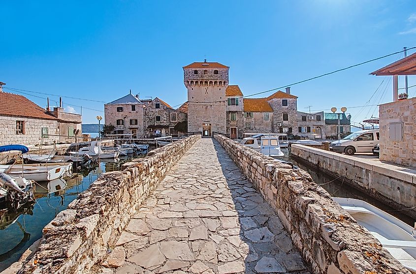 View of the Kastel Gomilica, the oldest city in the Gulf of Kastela.