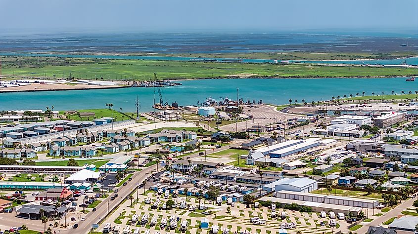 Aerial view of Port Aransas, Texas