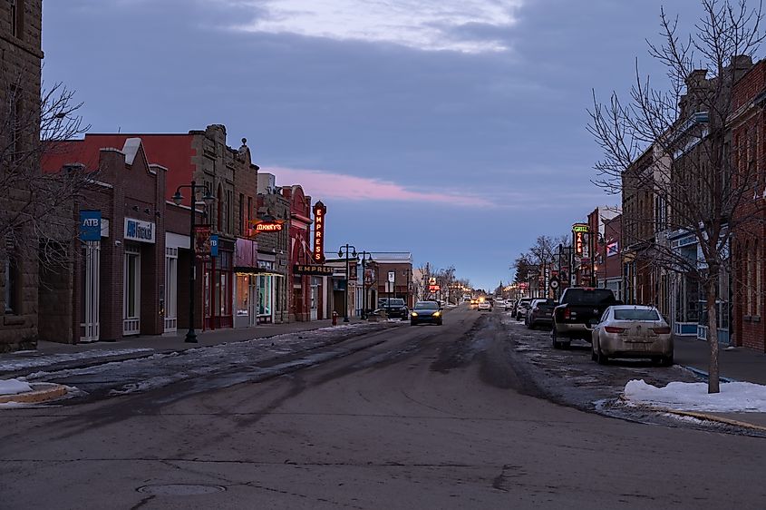 Buildings on the historic centre of Fort MacLeod Alberta.