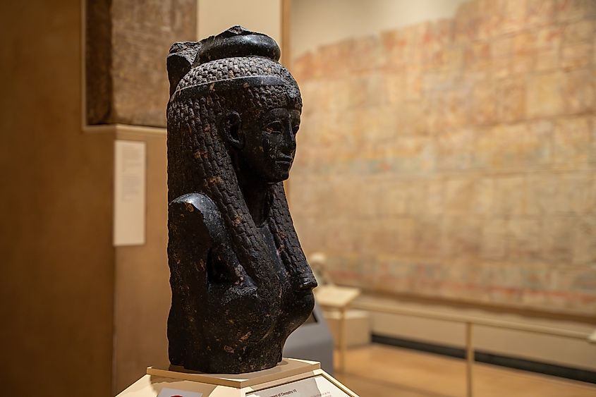 Statue fragment of Cleopatra VII at the Royal Ontario Museum. Toronto, Canada