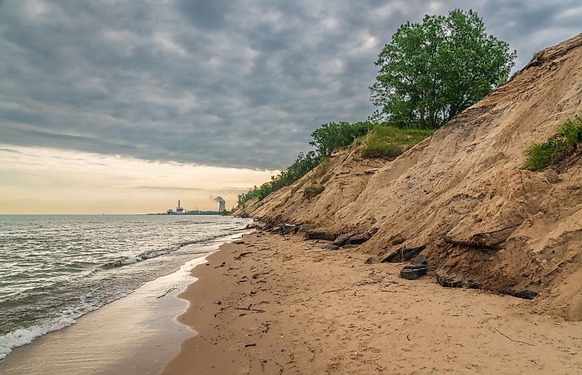 Lake Michigan shoreline in Indiana Dunes National Park.