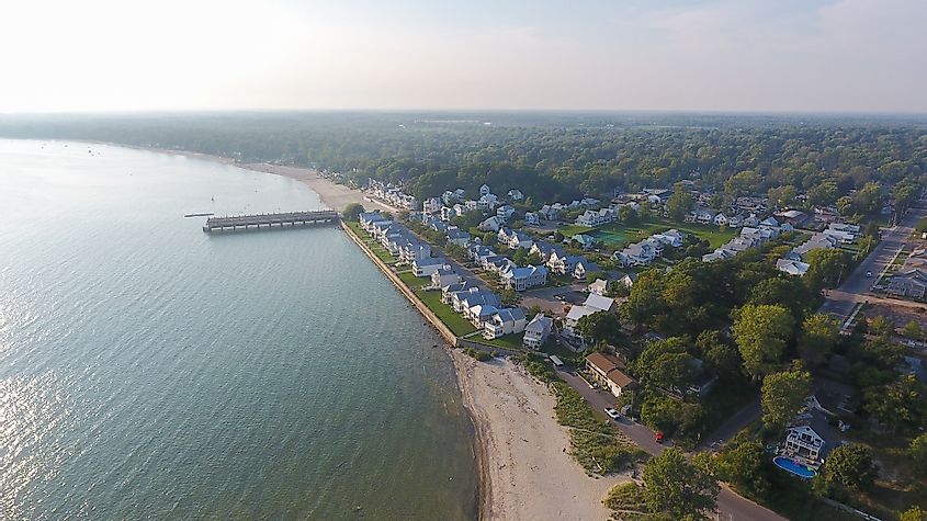 Aerial view of Crystal Beach in Fort Erie, Ontario, Canada