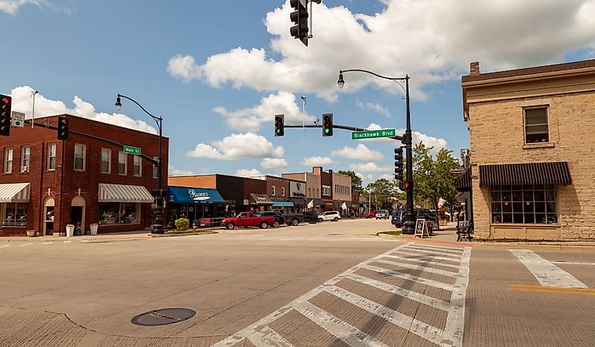 The historic downtown of Rockton, Illinois