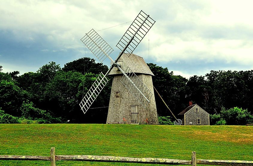 A historic wind mill in Brewster, Massachusetts