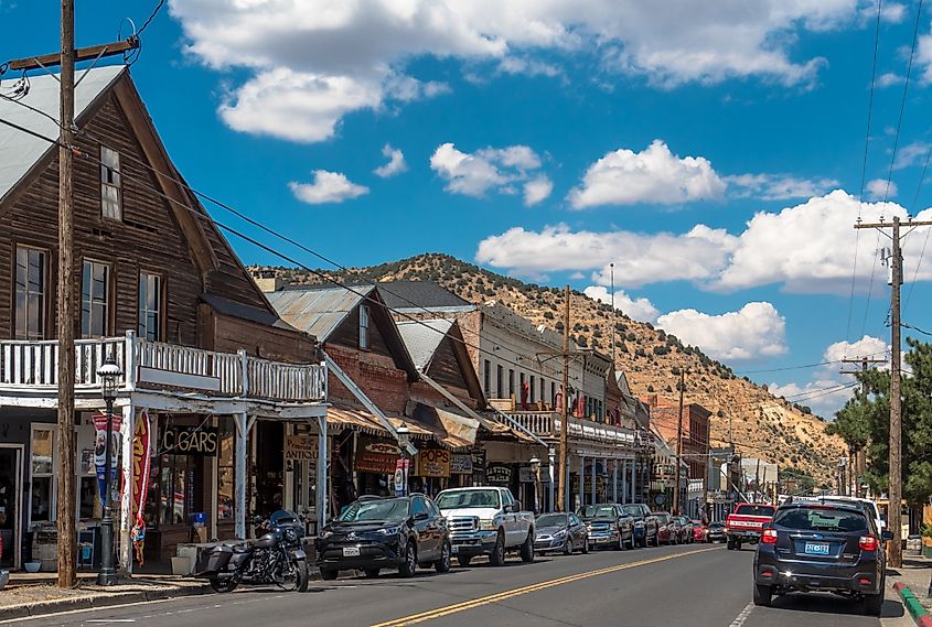 Virginia City, Nevada: Wooden houses at Main Street, via M. Vinuesa / Shutterstock.com