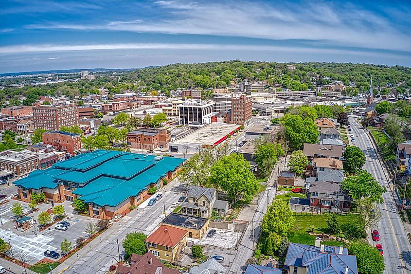 Aerial View of Downtown Council Bluffs, Iowa