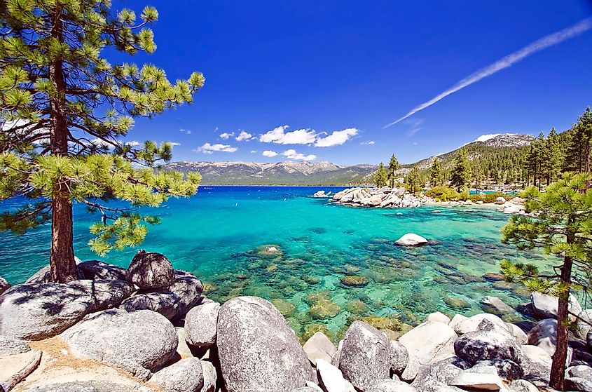A beach on Lake Tahoe in California