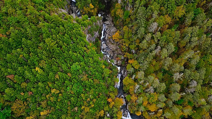 Aerial view of the Bash Bish Falls.