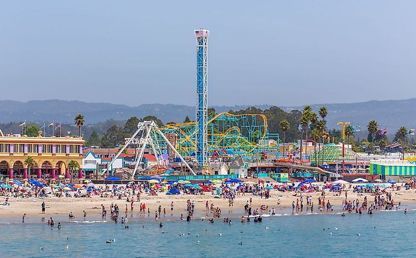 The historic Santa Cruz Boardwalk in Santa Cruz, California