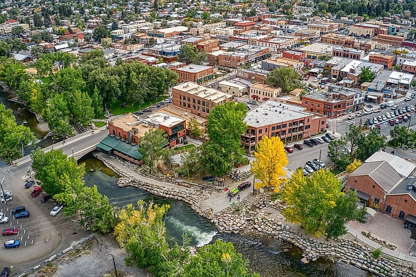 Aerial view of Salida, Colorado.