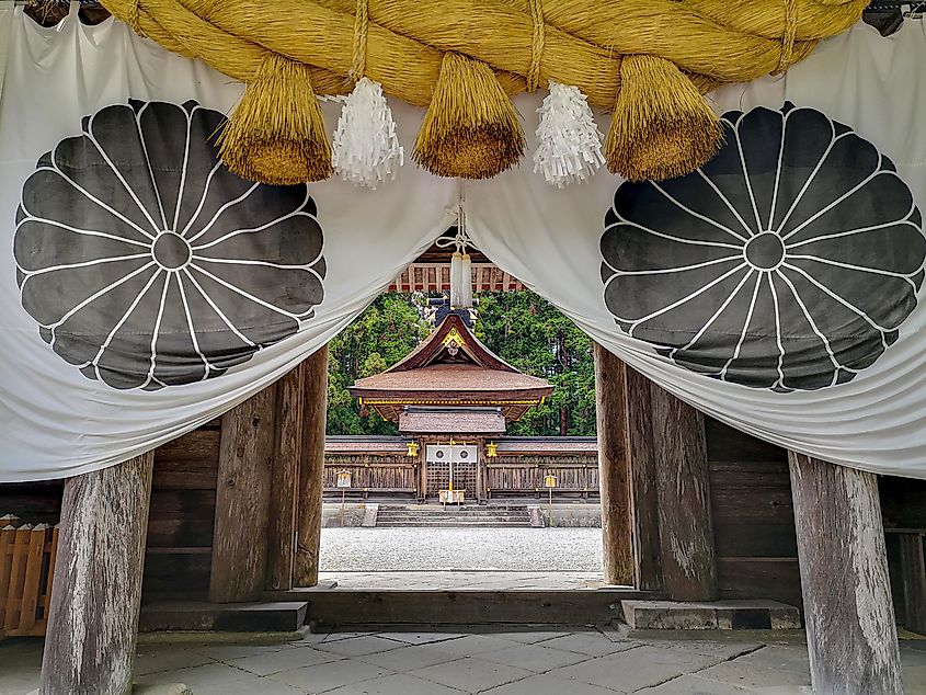 The Kumano Hongu Taisha, one of the three grand shrines of Kumano, in traditional shinto architecture in Tanabe, Wakayama, Japan