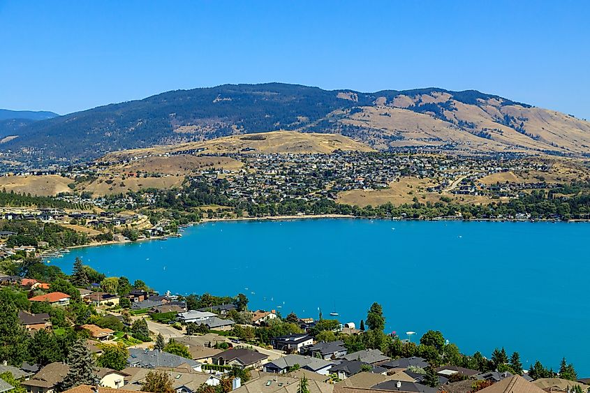 View of Kalamalka Lake and Coldstream near Vernon, British Columbia.