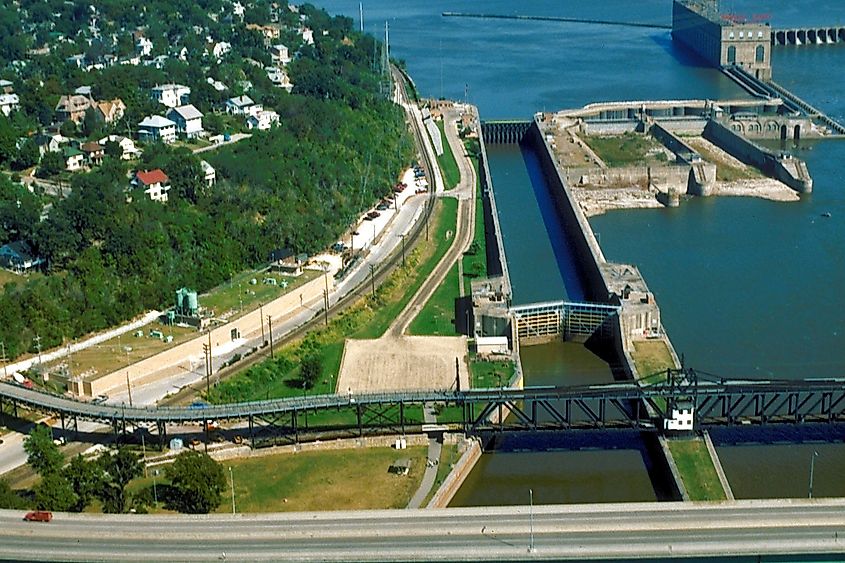 Lock and Dam Number 19 on the Mississippi River at Keokuk, Iowa