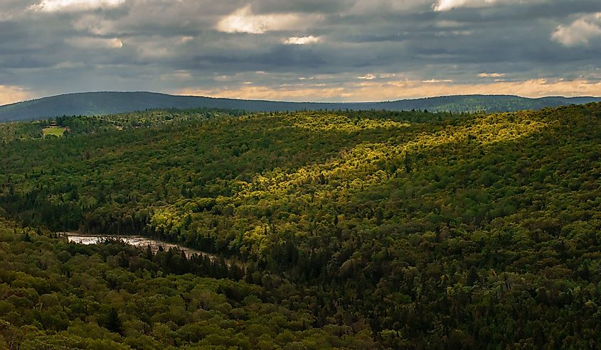 Brockway Mountain Drive offers views of the surrounding forest and river, Keweenaw County, Michigan