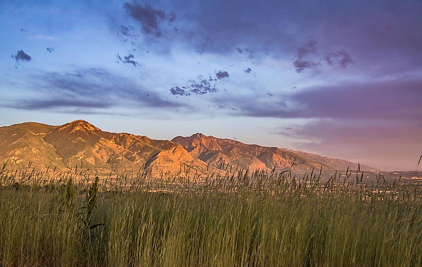 Golden Hour sunset over the Wasatch Mountains in Clearfield, Northern Utah.