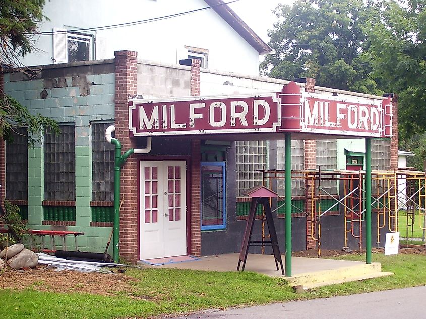 The Milford Theatre at 114 East Catherine Street in Milford, Pennsylvania opened c.1910-1920 as a silent movie house. It now is the site for the Milford Music Festival and the Black Bear Film Festival, among other events.