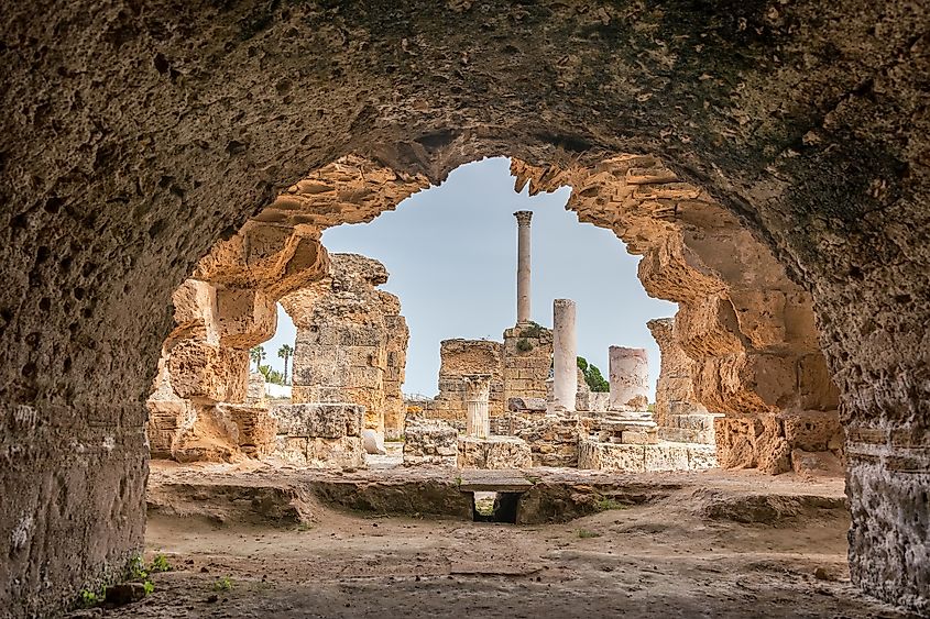 View of the Antonine Baths in the ancient city of Carthage, Tunisia