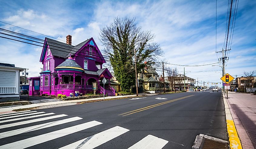 Purple house along Savannah Road in Lewes, Delaware.