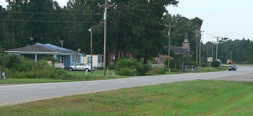 Awendaw, South Carolina, with U.S. Highway 17 in foreground