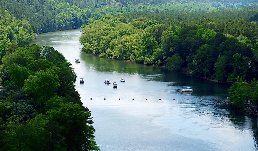 Beautiful Ouachita River below Blakely Dam from Lake Ouachita into Lake Hamilton.