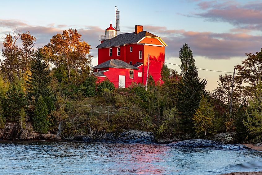 Lighthouse on Lake Superior in Marquette, Michigan, USA