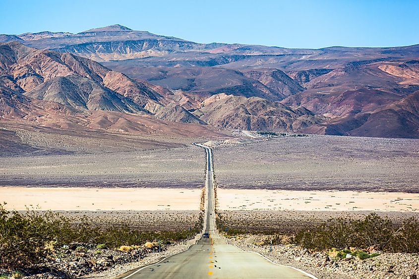 Highway 190 crossing Panamint Valley in Death Valley National Park