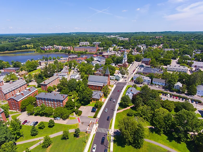 Aerial view of Exeter, New Hampshire.