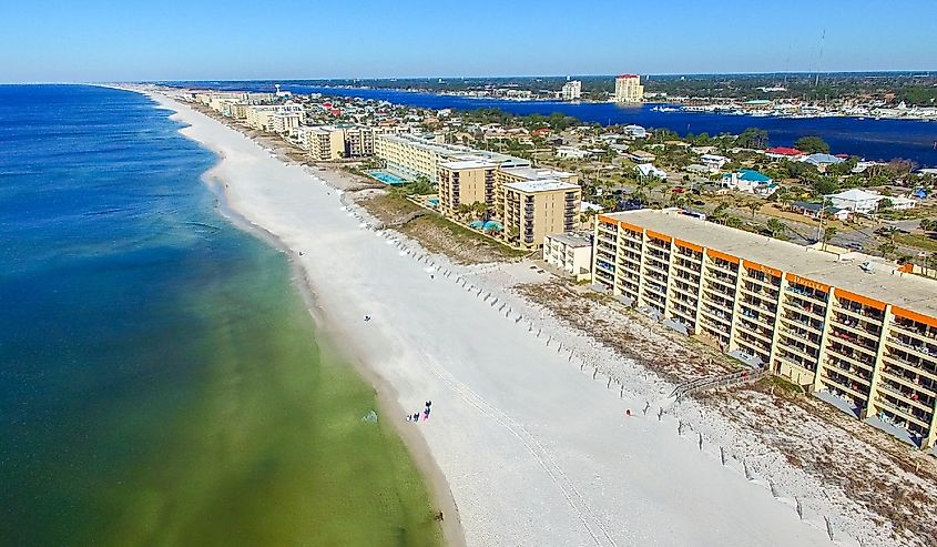 Aerial view of coastline, Panama City Beach