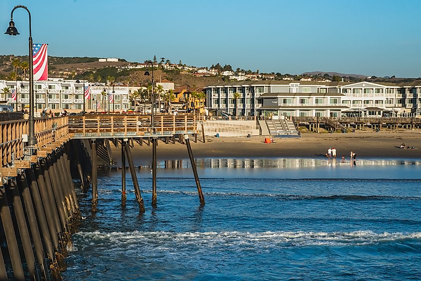 An iconic Pismo Beach pier at sunset.