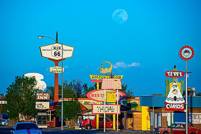 Colorful signboards in Tucumcari, New Mexico