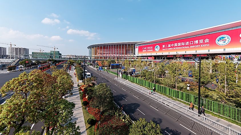 Shanghai National Expo and Convention Center ready to welcome the second China International Import Expo. Editorial credit: atiger / Shutterstock.com