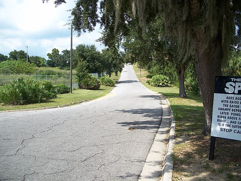 Lake Wales, Florida: Spook Hill, looking north. Editorial credit: Ebyabe via Wikimedia Commons