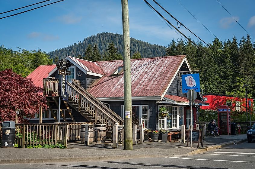 Prince Rupert BC - June 4th, 2025: The Cow Bay neighbourhood, near the Prince Rupert Marina. Prince Rupert British Columbia, Canada. David Buzzard via Shutterstock