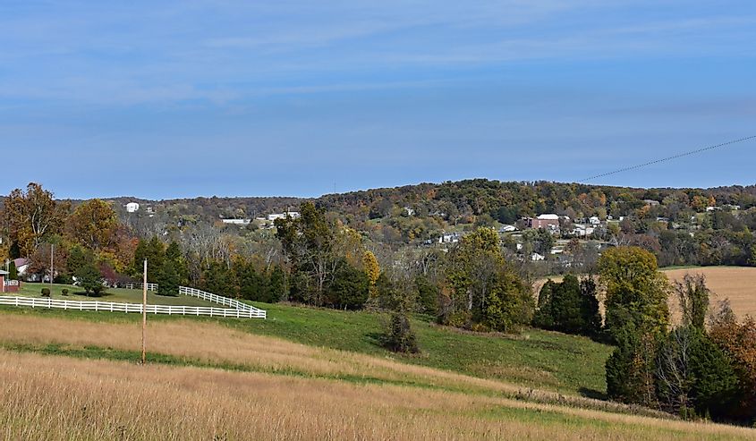 Landscape photo of Paoli, Indiana from the hillside