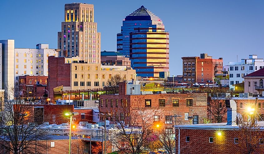 Durham, North Carolina skyline at dusk