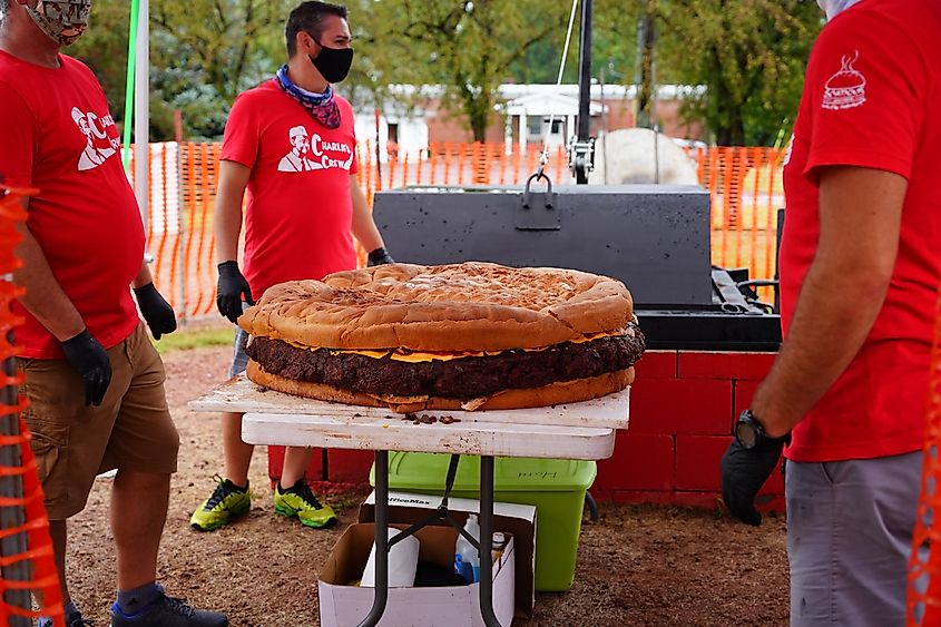 A giant hamburger in Seymour, Wisconsin