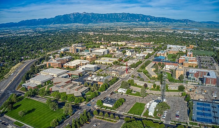 Aerial View of Utah State University in Logan