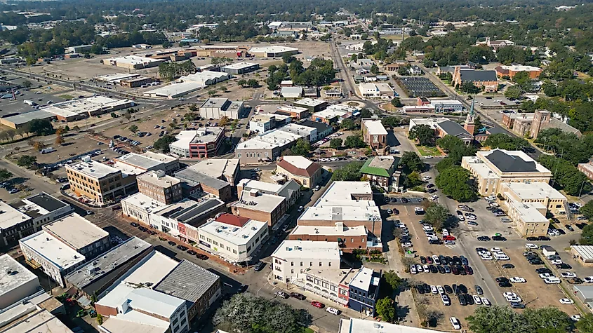 Aerial view of Laurel, Mississippi.